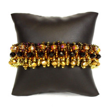 Czech Glass 3 Rows of Crystals Beaded EARTH TONES Bracelet