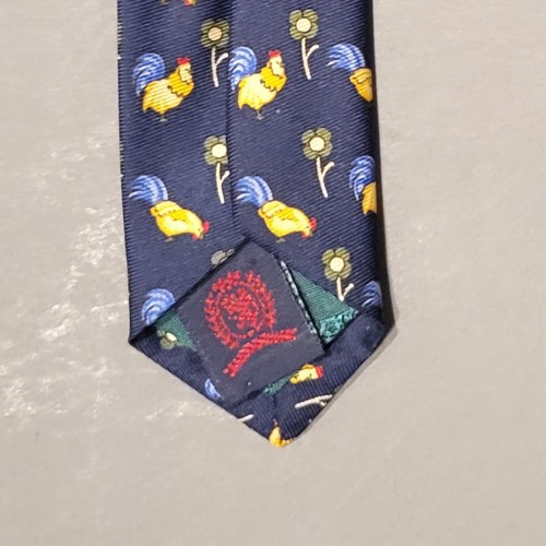 Tommy Hilfiger Italian Silk Classic Maroon Blue Bird Chicken Flower Men Necktie - Picture 8 of 9