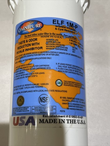 Omnipure ELF 1M-P w/Scale Inhibitor & Cyst Reduction Taste & Odor Reduction NEW - Picture 2 of 3
