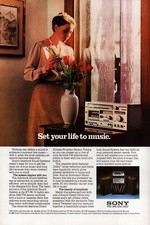 Sony Interlock Sound System Life Music Woman Flowers 1980 Vintage Print Ad-C-3.1