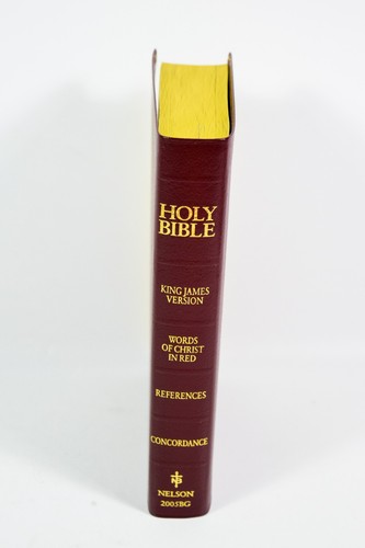1989 Thomas Nelson Burgundy Bonded Leather Gilded Gold Page Reference KJV Bible - Picture 6 of 7