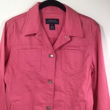 Jones New York Signature Women's Pink Button up Jacket Small 5 Pockets