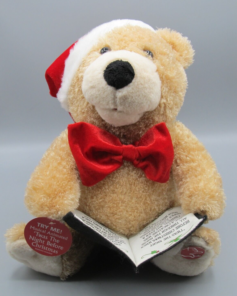 Teddy bear reading twas night before christmas