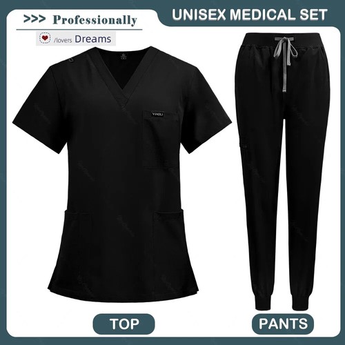 Multilcolors Hospital Medical Scrub Suits Uniform Women Men Scrubs Set Surgery - Picture 15 of 33