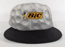 Vintage BIC Snap Back Hat Cap White Black Adjustable Golf Dad San Sun