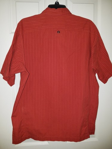 Mountain Hardwear Casual Outdoor Short Sleeve Button Orange Shirt Size Large - Picture 6 of 6