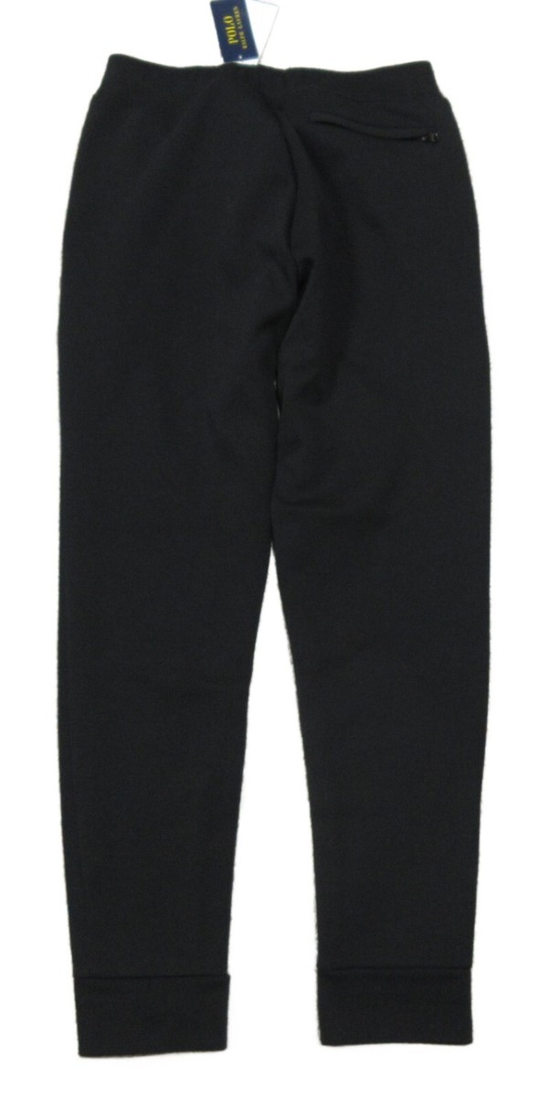 【関税&送料込】Polo Ralph Lauren Black Cotton Blend Joggers Polo Ralph Lauren Men's Black Solid Double Knit Jogger Pants