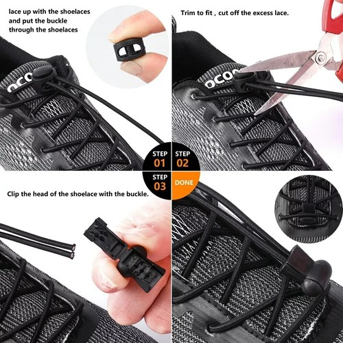 Sistema de encaje de bloqueo elástico sin ataduras cordones para zapatos corredores niños adultos - Imagen 3 de 3
