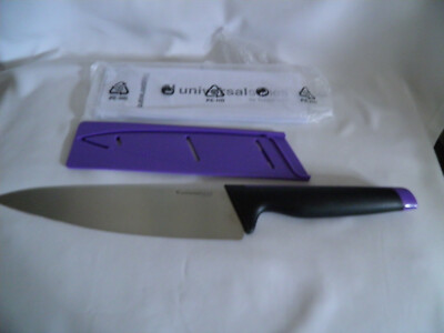 *Tupperware Kochmesser schwarz-lila mit Klingenschutz -Ergonomic Serie 34 cm Neu