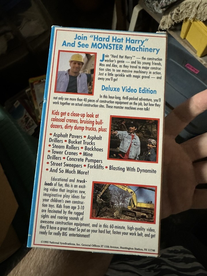 Real Life Giant Construction Equipment For Kids VHS 1993 Hard Hat Harry