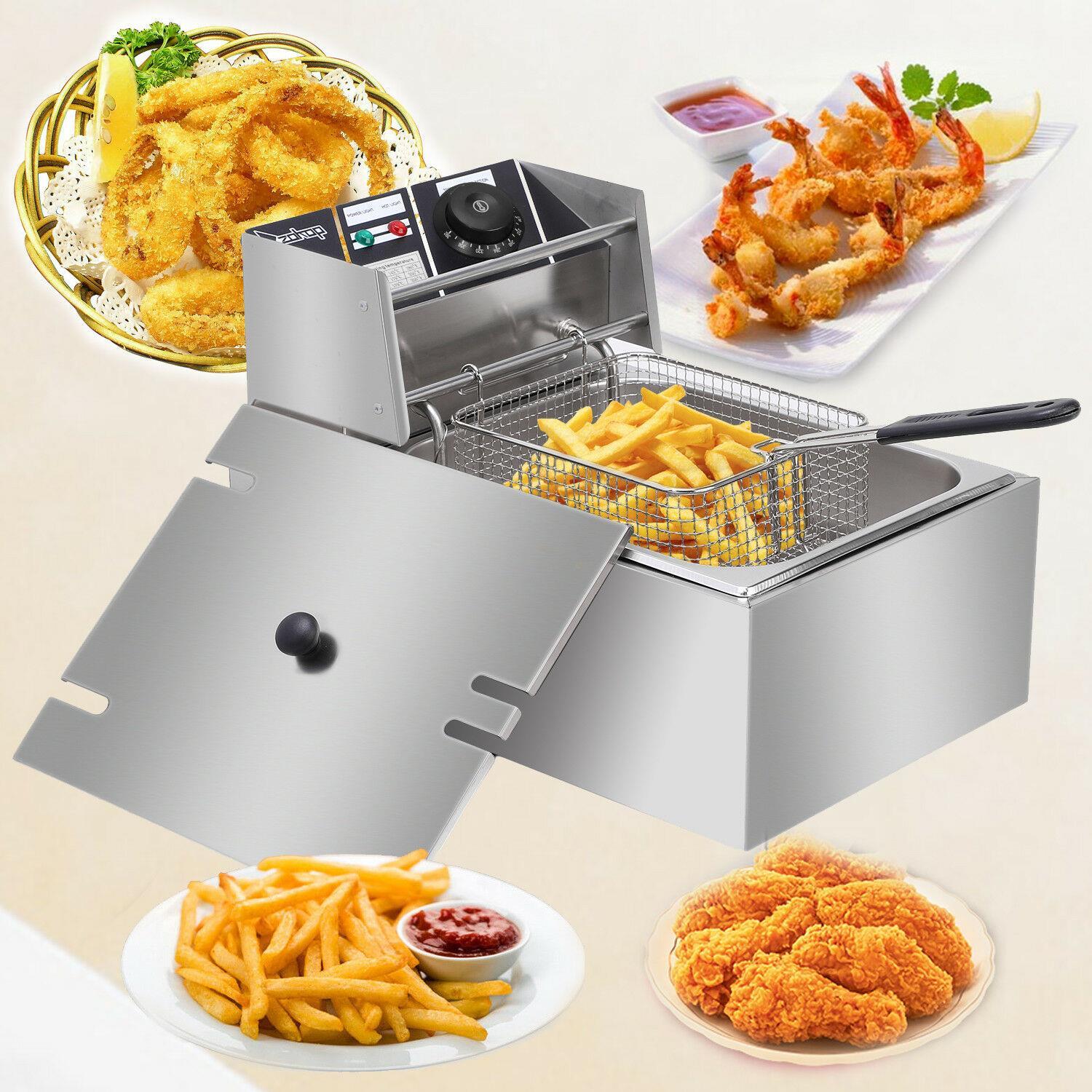 ZOKOP 6L 2500W Electric Deep Fryer Commercial Restaurant Basket Single