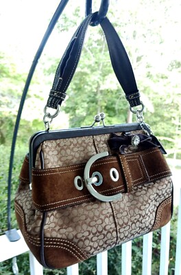 Coach 3649 Vintage Soho Brown Suede, Leather & Signature C Canvas