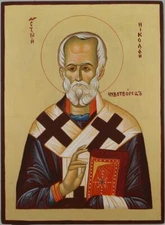 St Nicholas of Myra Icon Hand-Painted Byzantine Orthodox Christian Gift