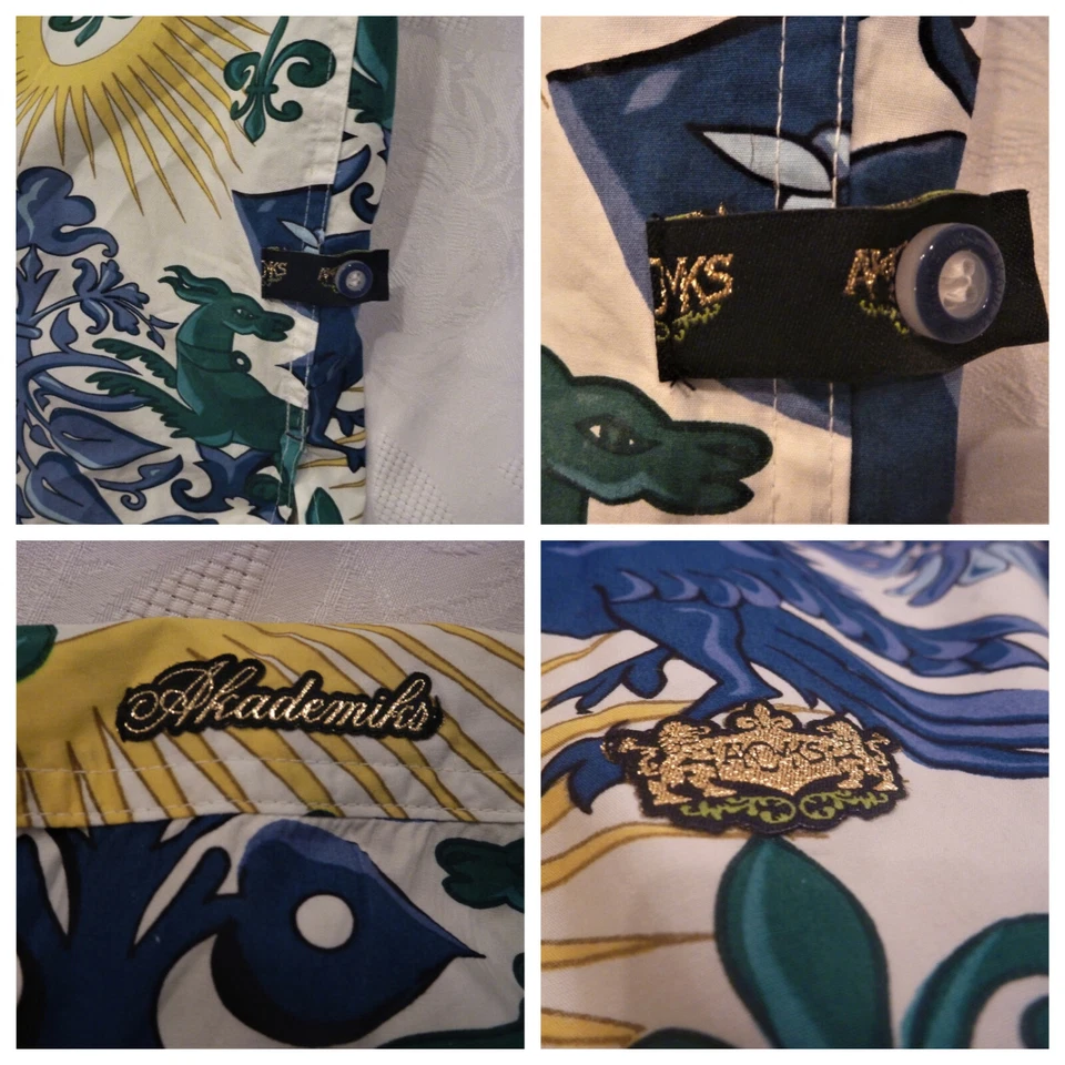 Tropical Paisley Men Big Tall 2XL Hawaiian Embellish Shirt Yellow Blue Aloha XXL - Image 2 of 4