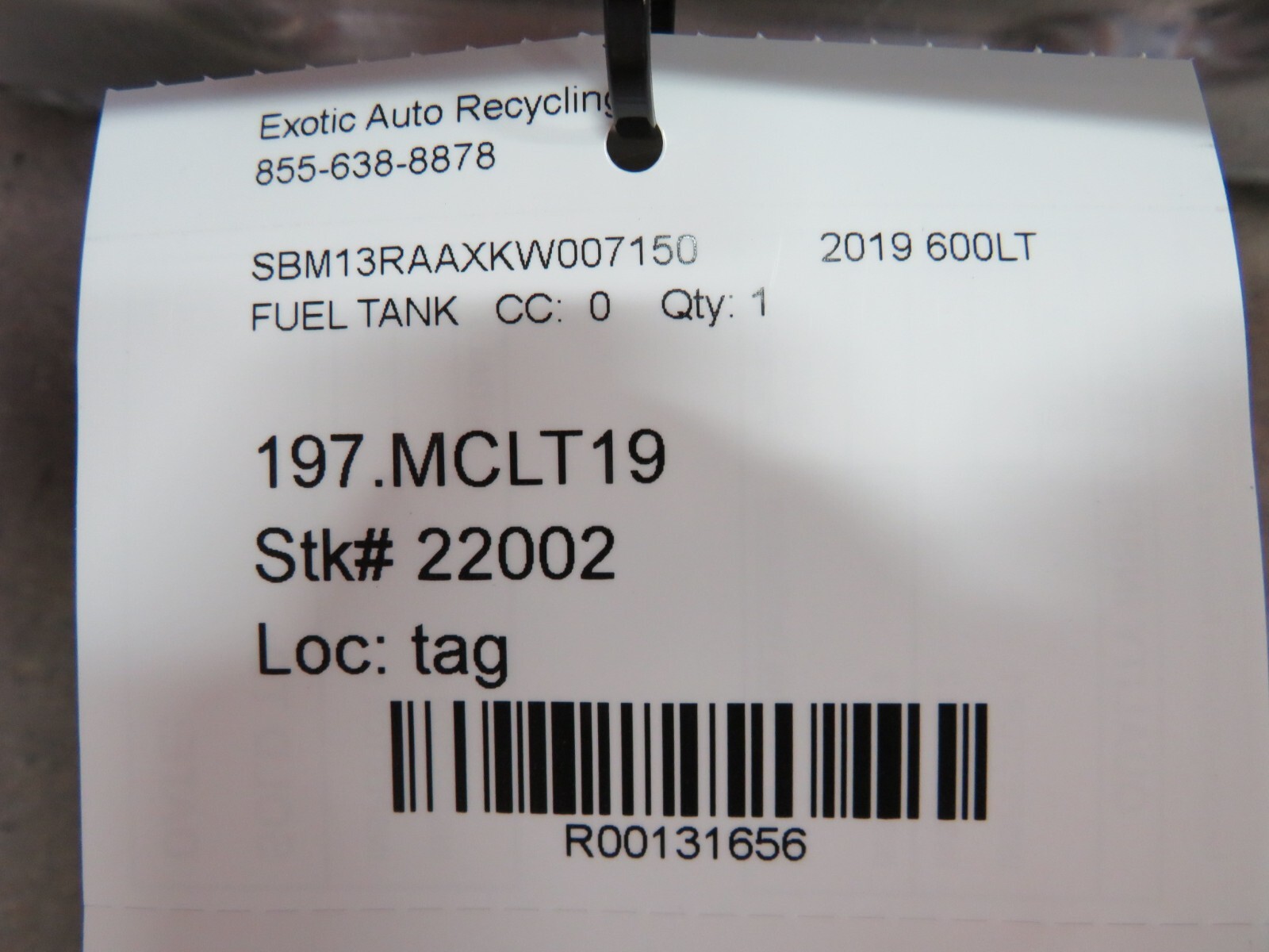 Mclaren 600LT, Fuel Tank, Used