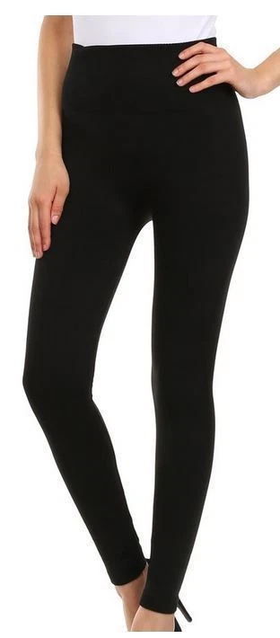 Legging negro forrado de lana sin pies cintura alta talla libre para mujer Plus #TX701X Foto 4 de 4