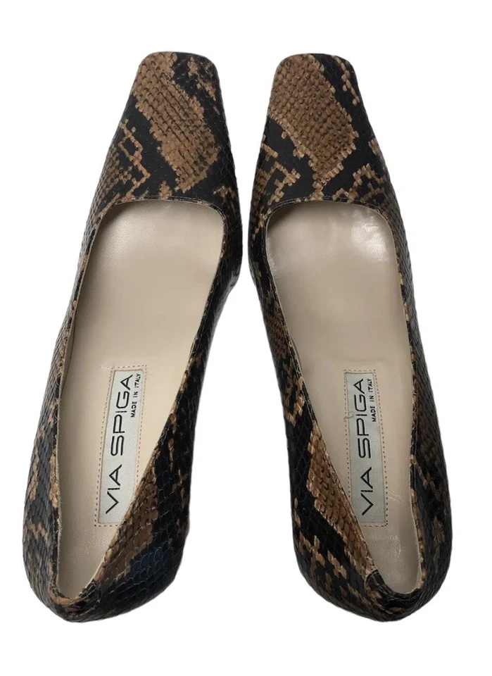 Tacones sin cordones vintage Via Spiga talla 7,5 M cuero PIEL DE SERPIENTE MARRÓN Foto 2 de 4