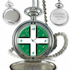 DEVON COUNTY FLAG POCKET WATCH BIRTHDAY ANNIVERSARY BEST GIFT BOX ENGRAVING