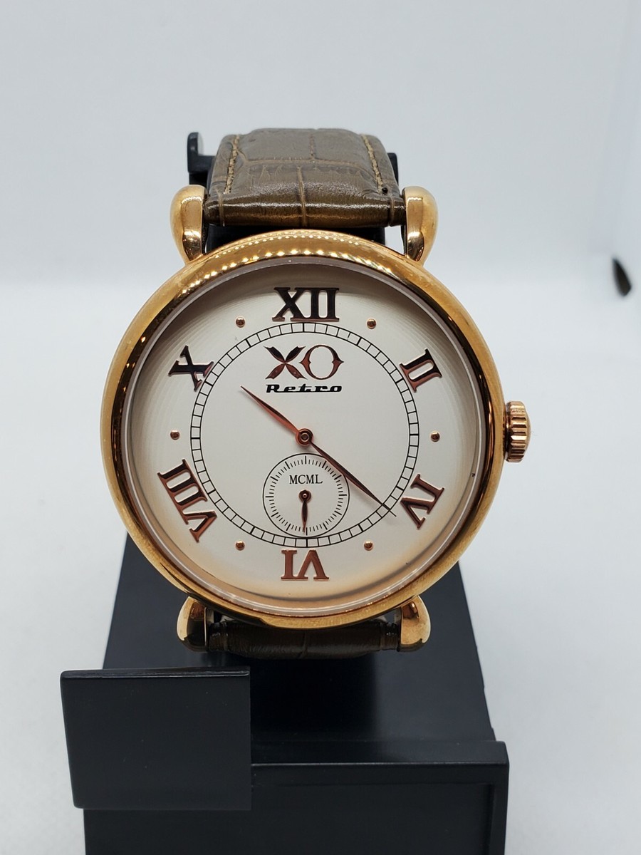 Mint Mens XO RETRO MCML Military DNA Leather band men's Watch Gold