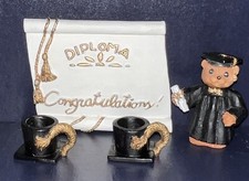Mini tea set - Graduate Bear Teapot, Scroll Platter,  Grad Hats For Mini Plates