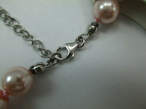 Collana di perle rosa Danecraft Primavera da 16" a 17" argento sterling 925 8mm 833D - Foto 4 di 6