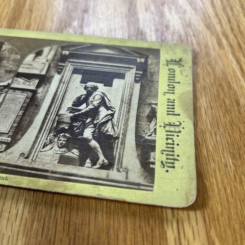 Antique Stereoview Card Stereoscope Shakespeare Monument Westminster Abbey 1895 - Picture 14 of 14