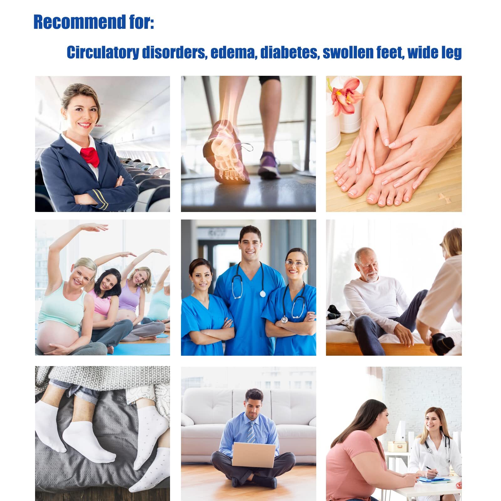 4 Pair Women Daibetic Socks Over Knee Non-Binding Circulation Cushioned Socks