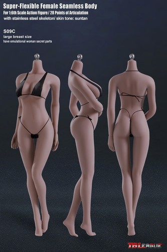 1/6 Tbleague Phicen Female Black/Suntan Mid Bust Body 12in Soldier Action Figure - Picture 4 of 49