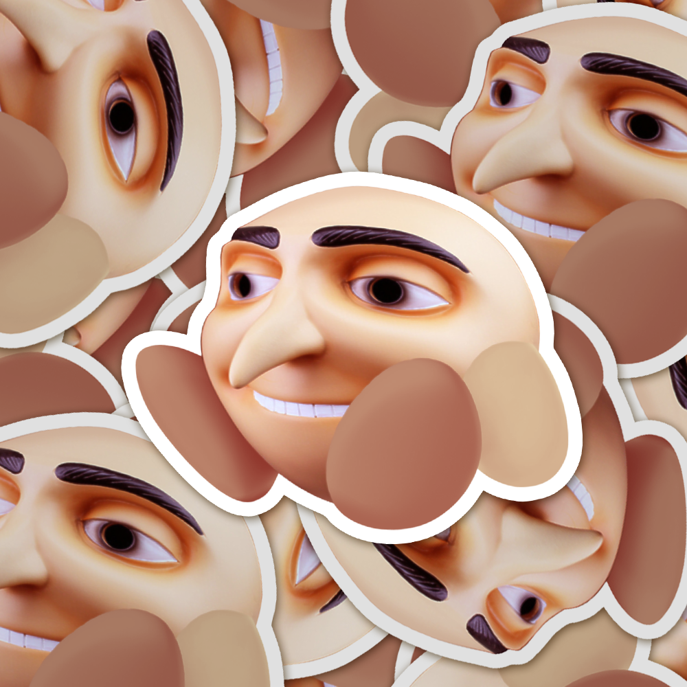 Gruby Gru kirby Meme Sticker Horror Funny Why God Despicable Me Nintendo  Decal