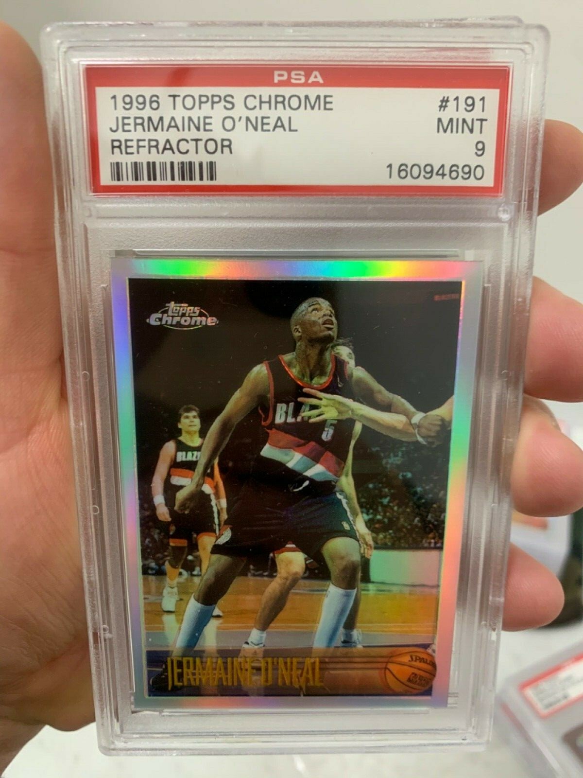 ~CENTERED NICE ROOKIE JERMAINE O'NEAL TOPPS CHROME REFRACTOR 1996 PSA 9 AWESOME