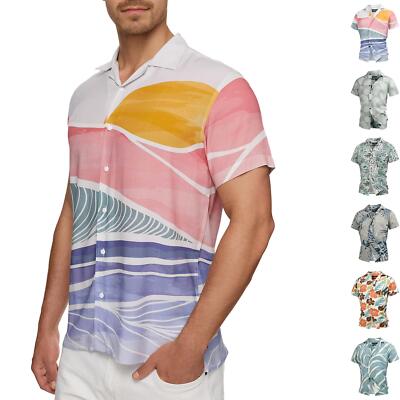 Indicode Herren Kurzarmhemd INMilky-Sommerhemd Freizeithemd Retro Muster