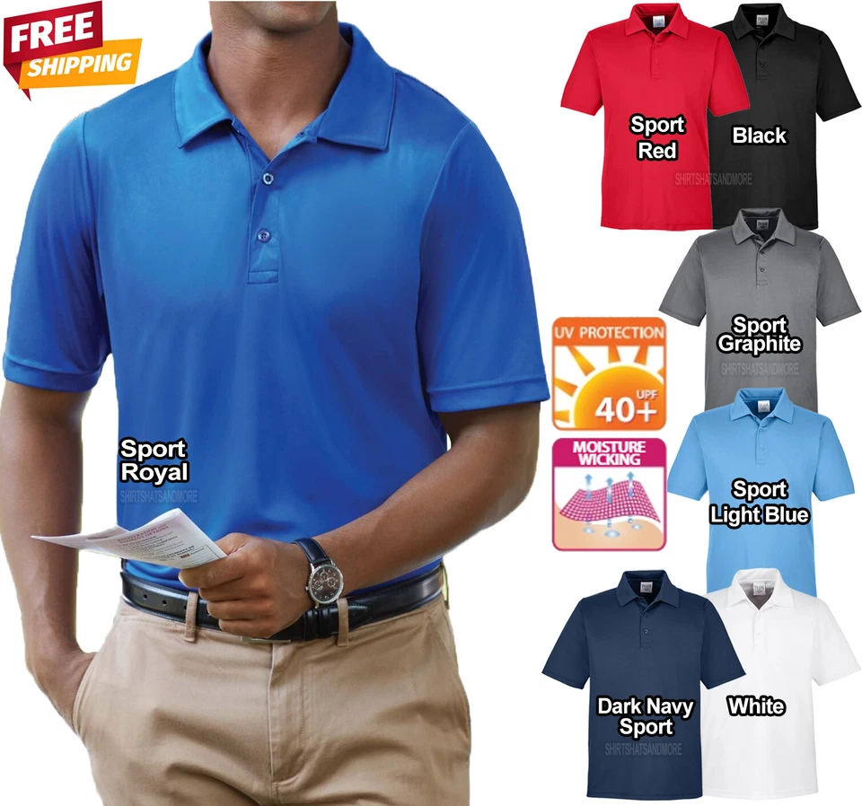 BIG MENS Moisture Wicking Polo Shirt Dri Fit UV Protection XL 2XL 3XL 4XL 5XL 6X