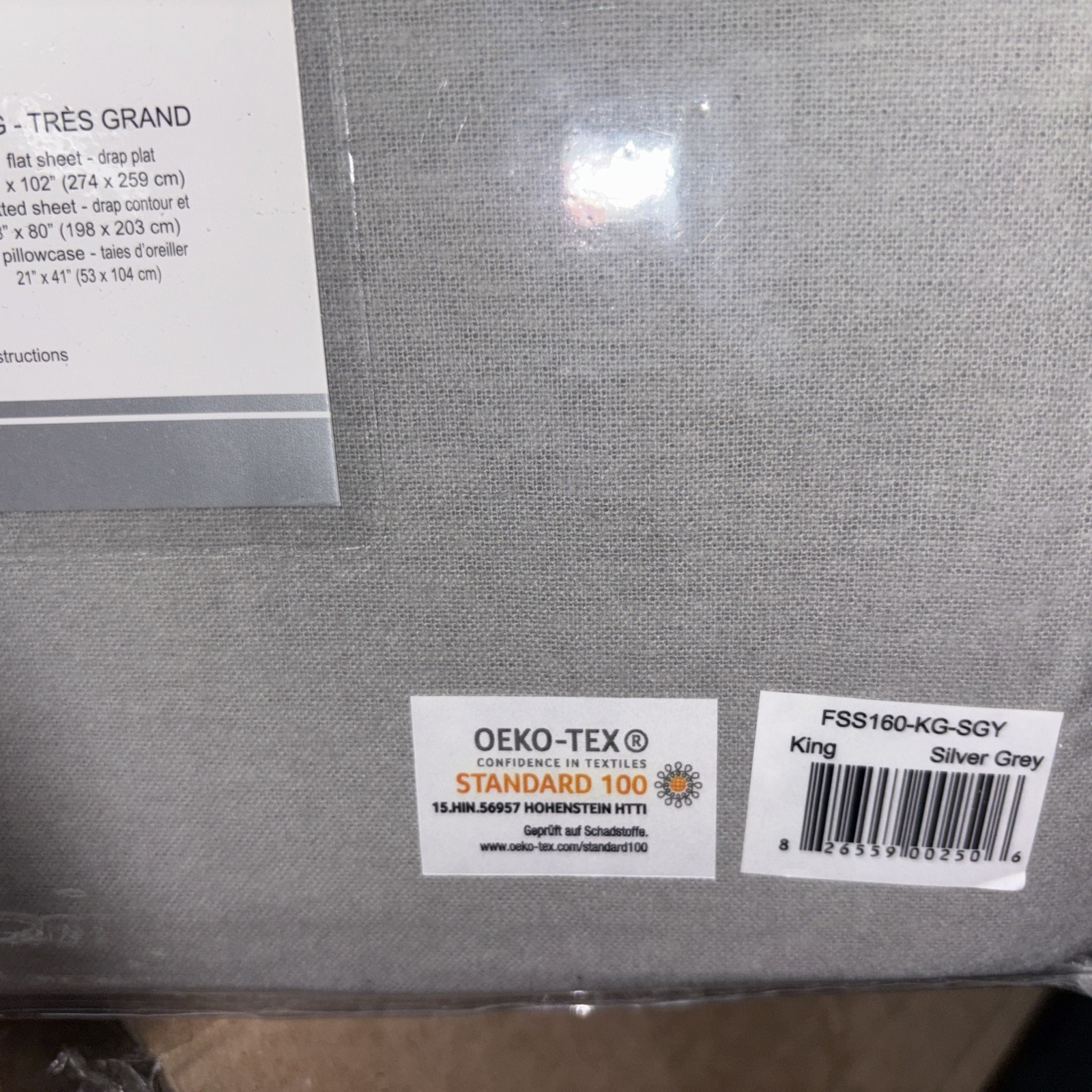 KING Flannel Sheet Set 100% Cotton ULTRA  Soft, SILVER GRAY  OEKO-TEX NEW