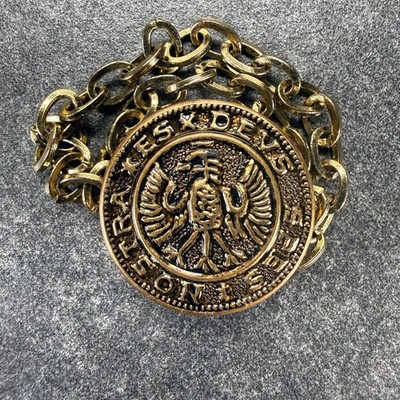 1960s Heraldic Double-Headed Eagle Brass Medallion Button 0.875''