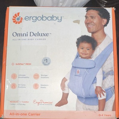 Ergobaby Omni Deluxe Mesh Baby Carrier Blue 0-4 Years Storage Pocket