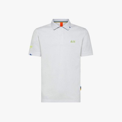 Sun68 Polo Man White BEACH LOGO 95 % Baumwolle 5 % Elasthan A33140 01