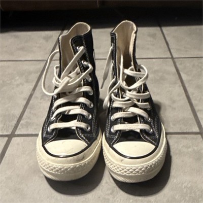 Converse Canvas High-Top Lace-Up Sneakers Black/White Solid Casual Athletic