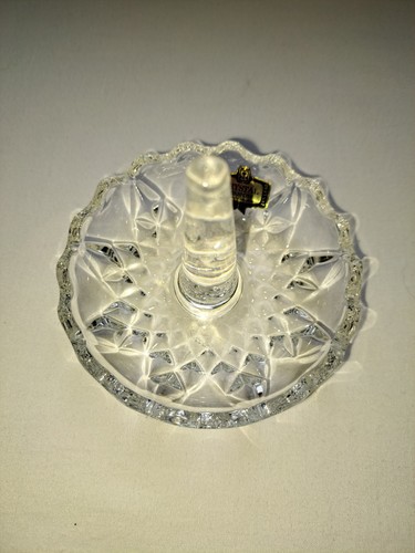 Vintage Crystal Ring Holder Crystal Clear Industries 24% Lead Cut Crystal Round