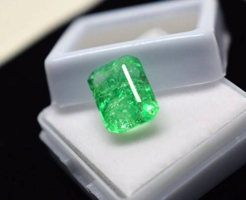 EMERALD 5.95 CT COLOMBIAN EMERALD CUT LOOSE GEMSTONE FOR GIFT - Picture 2 of 4