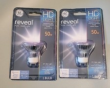 2 General Electric Reveal 50 Watt 120V GU 10 Bulbs Indoor Floodlights HD Light