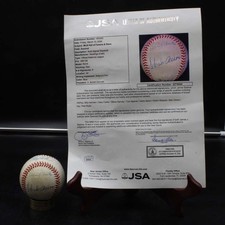 Hank Aaron/Tom Seaver/Gary Carter +5 Signed Baseball Autograph JSA LOA ZJ22989