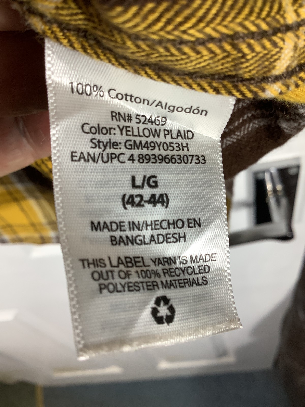 Georgi Flannel Shirt Yellow Plaid Button Up Large Sku 336 image 4