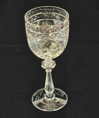 Vtg 30s Libby Rock Sharpe ''Frontenac'' Hand Cut Crystal Water Goblet 8'' EXC RARE