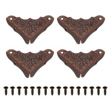 4 Pcs 1.46"x1.46"x2.05" Red Bronze Decorative Corner Protectors with Screws