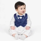 Baby Boys Christening Outfit / Christening Suit 3pc Suit Navy Bow Tie