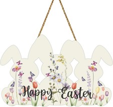 Easter Wreaths for Front Door Happy Easter Door Decorations Bunny Wall Decor Woo