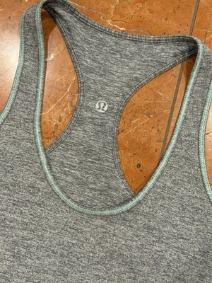 LULULEMON COOL RACERBACK LONG TANK TOP HEATHERED GREY GREEN REVERSIBLE S 4 LN