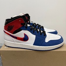 Jordan 1 Mid Multicolored Swoosh Blue White Red 852542-146 Men's Size 11.5