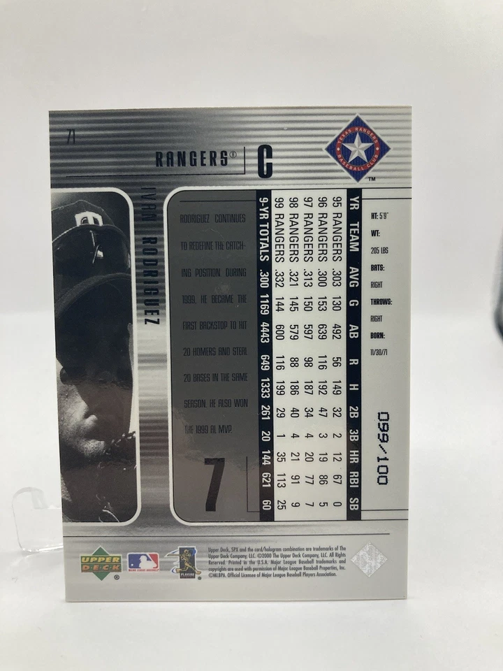 2000 SPx IVAN RODRIGUEZ Radiance /100 Parallel Refractor RARE SP Rangers HOF - Image 4 of 4