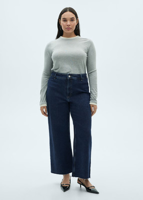 NEW MANGO Catherin culotte high-rise jeans DARK BLUE SIZE 8/100%AUTHENTIC